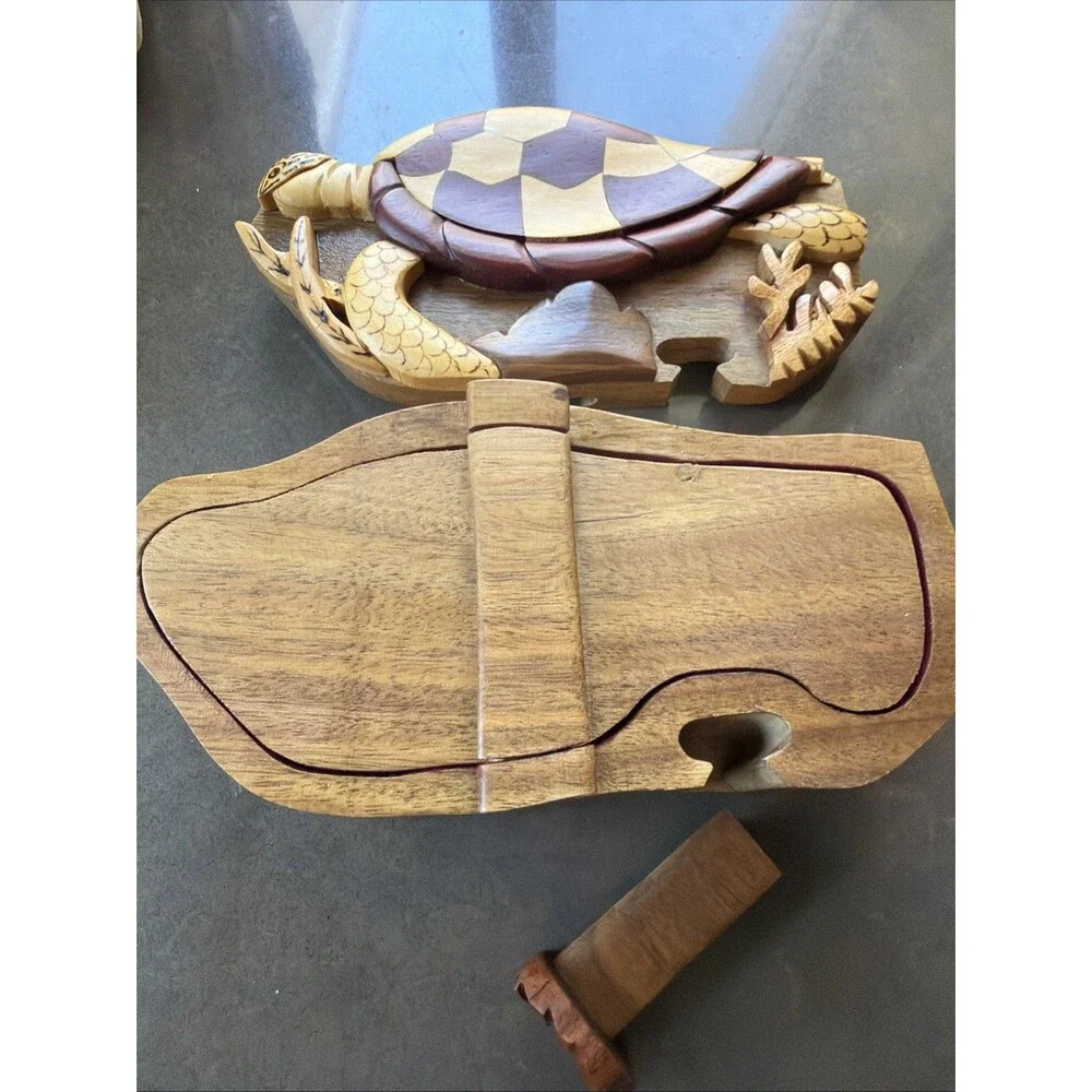 Island Wood Collections Sea Turtle  - Secret Wooden Puzzle Box